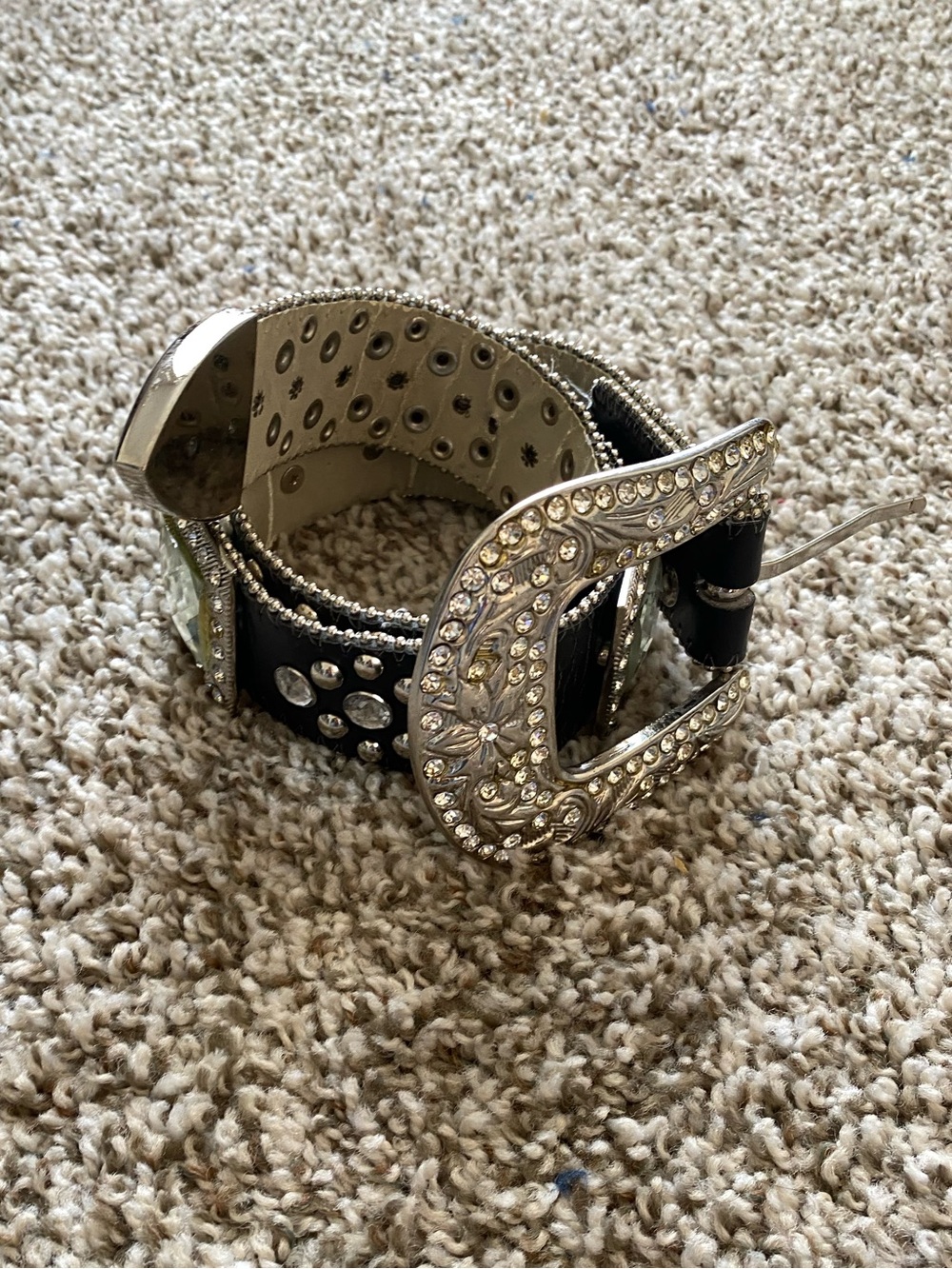 BHW black and silver Embellished Buckle Belt